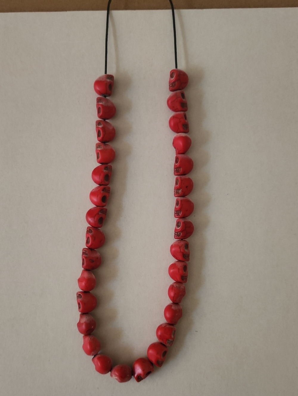 Red Skull Bead Necklace for Men - Bold Everyday Pendant